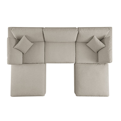 Lutyens Oatmeal Weave Fabric Modular Sofa, 5-Piece U-Shape Set