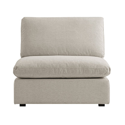 Lutyens Oatmeal Weave Fabric Modular Sofa, Armless Seat