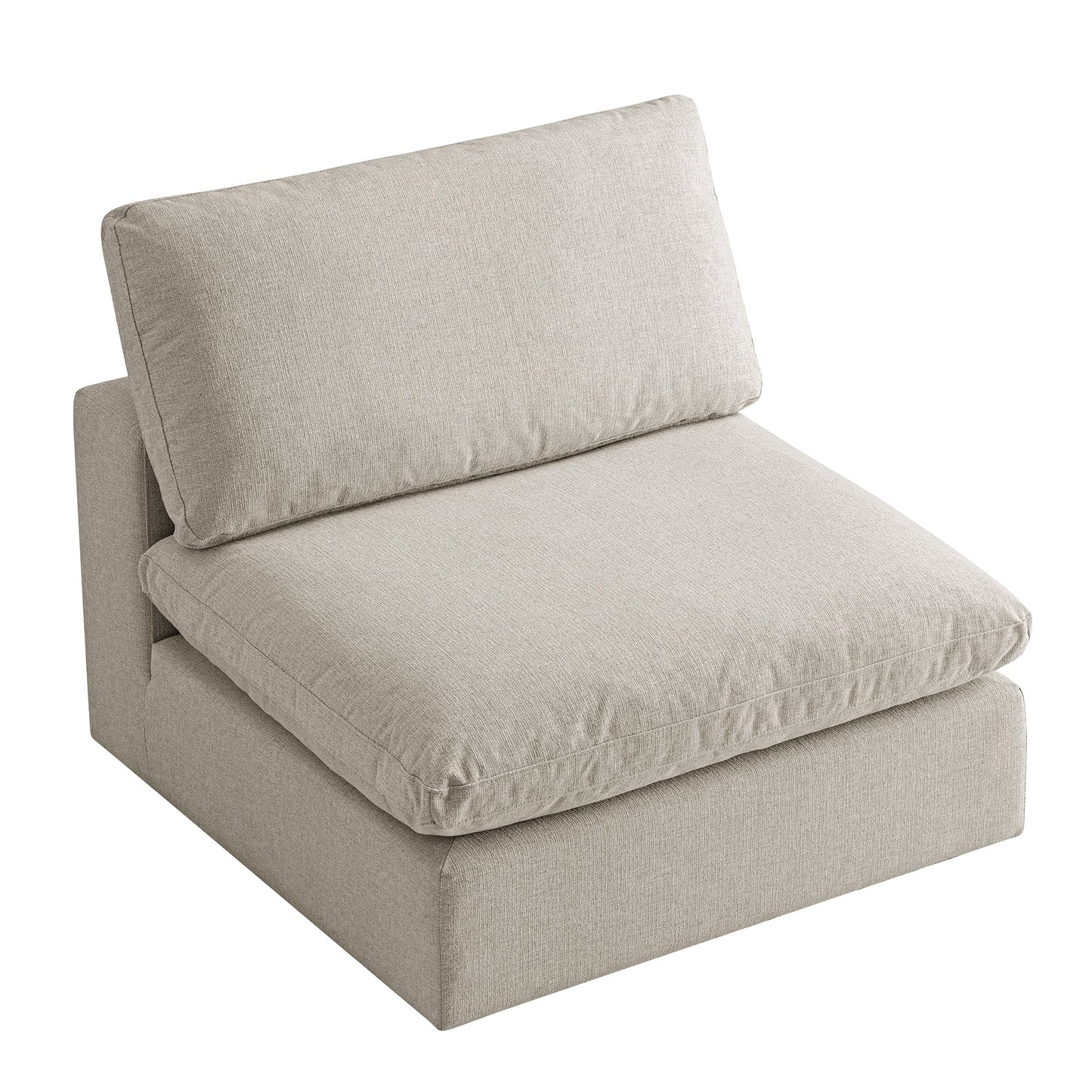 Lutyens Oatmeal Weave Fabric Modular Sofa, Armless Seat