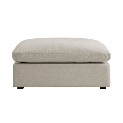 Lutyens Oatmeal Weave Fabric Modular Sofa, Stool