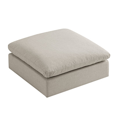 Lutyens Oatmeal Weave Fabric Modular Sofa, Stool