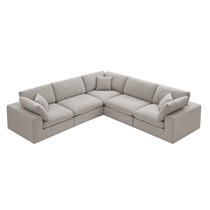 Lutyens Taupe Boucle Modular Sofa, 5-Piece Corner Set