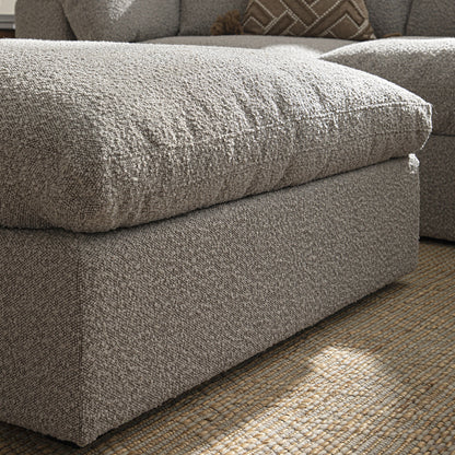 Lutyens Taupe Boucle Modular Sofa, Stool
