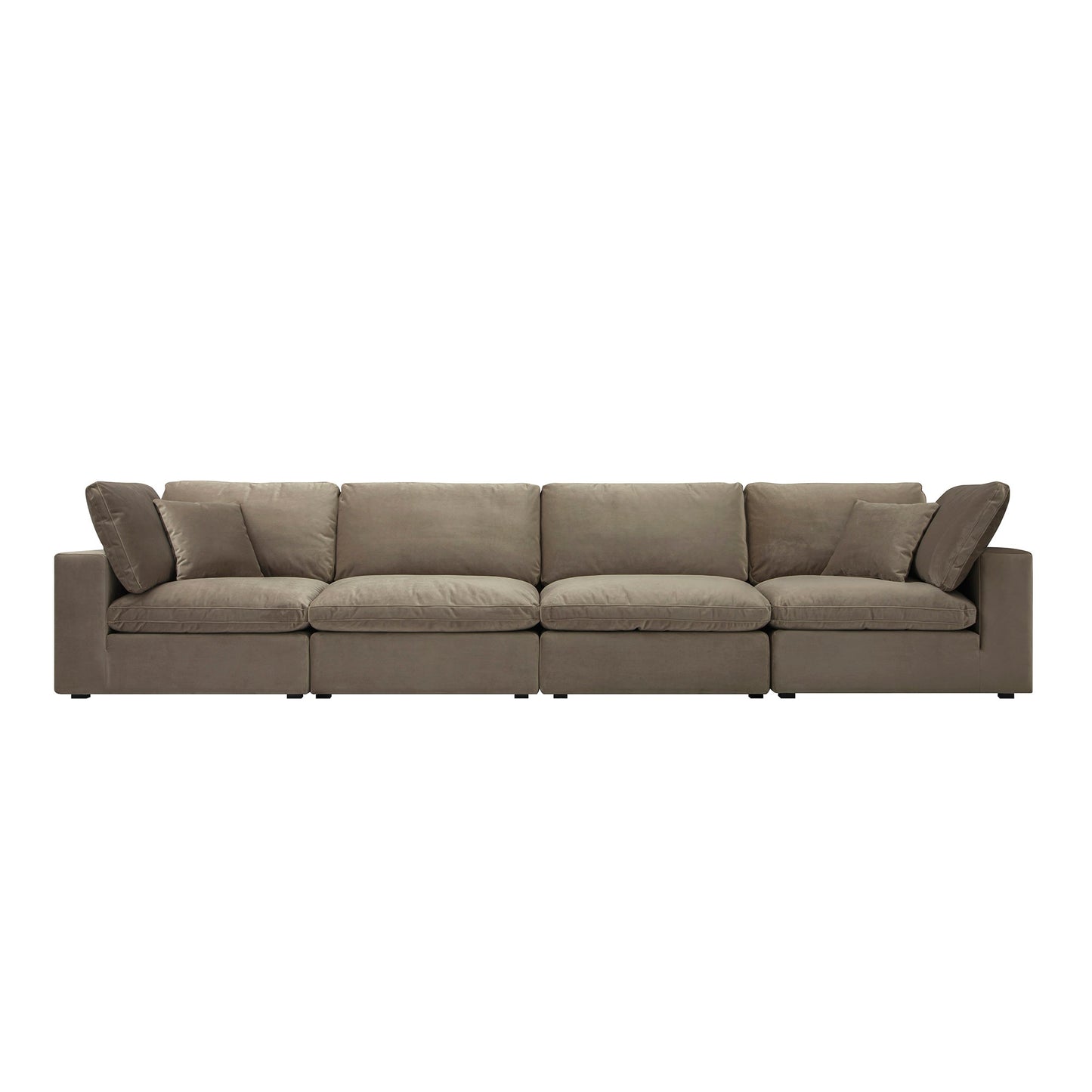Lutyens Taupe Velvet Modular Sofa, 4-Piece