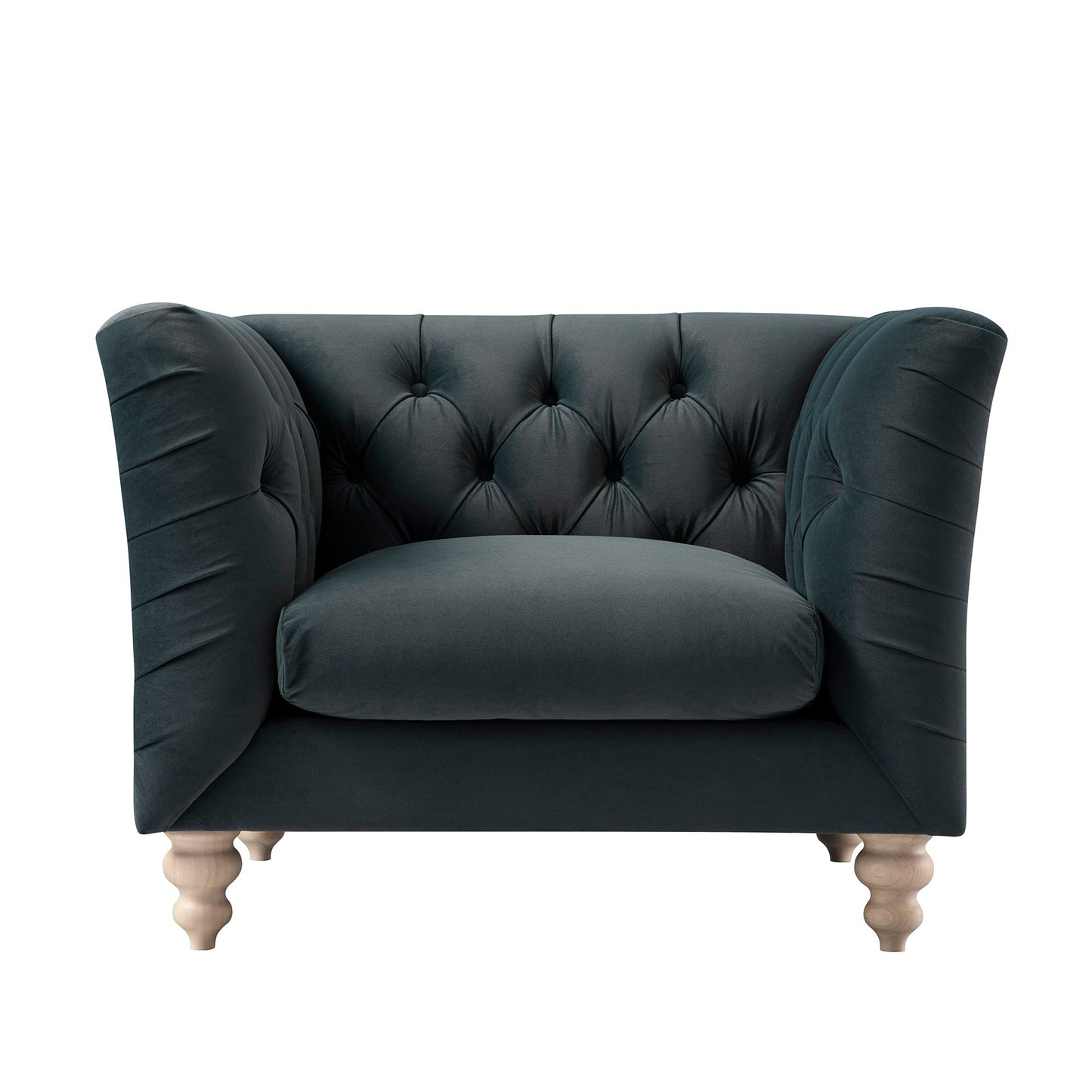 Ashby Chesterfield Armchair, Aegean Blue Velvet