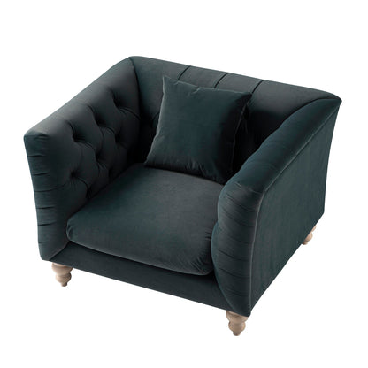 Ashby Chesterfield Armchair, Aegean Blue Velvet
