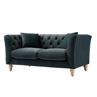Ashby Chesterfield 2-Seater Sofa, Aegean Blue Velvet