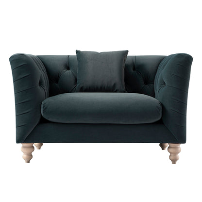 Ashby Chesterfield Loveseat, Aegean Blue Velvet