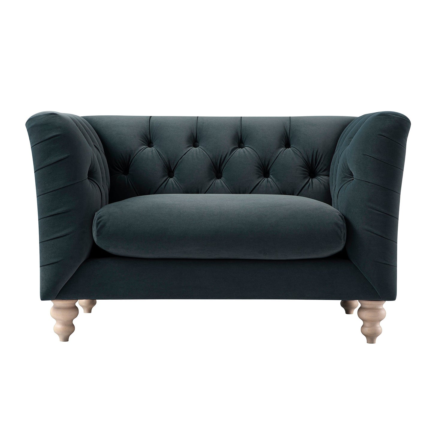 Ashby Chesterfield Loveseat, Aegean Blue Velvet
