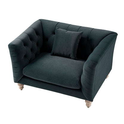 Ashby Chesterfield Loveseat, Aegean Blue Velvet