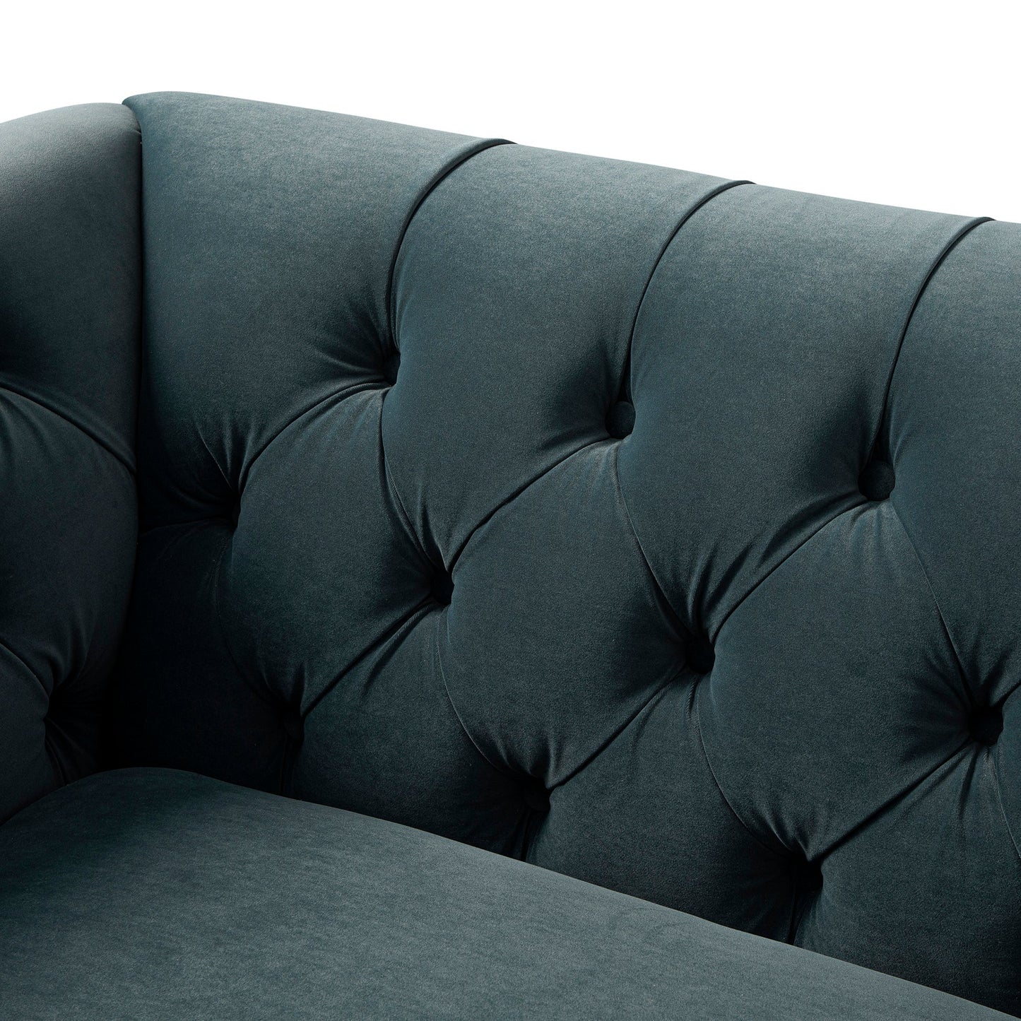 Ashby Chesterfield Loveseat, Aegean Blue Velvet