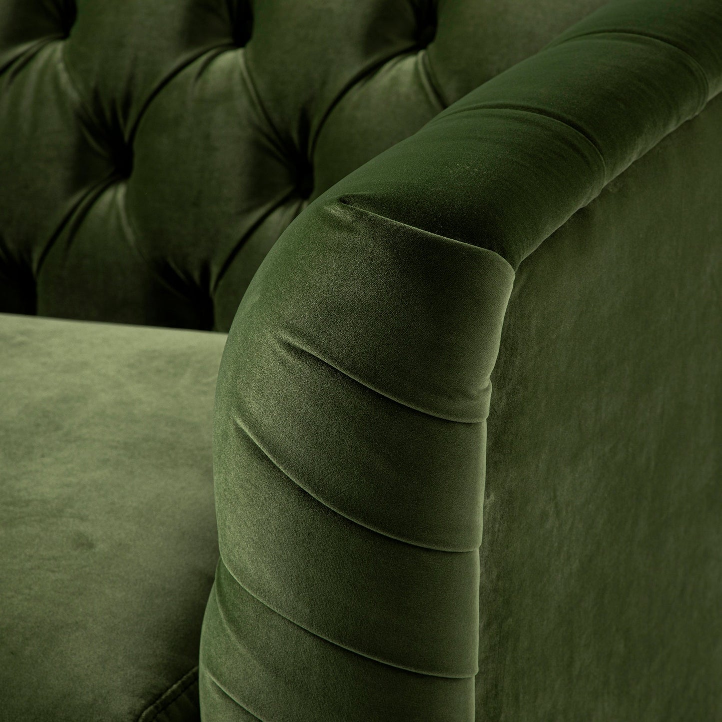 Ashby Chesterfield Armchair, Fern Green Velvet