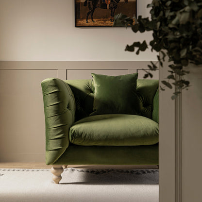 Ashby Chesterfield Armchair, Fern Green Velvet