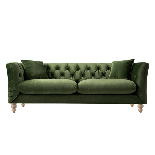 Ashby Chesterfield Large 3-Seater Sofa, Fern Green Velvet