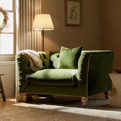 Ashby Chesterfield Loveseat, Fern Green Velvet