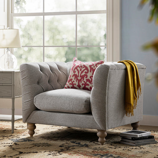 Ashby Chesterfield Armchair, Mist Grey Chenille