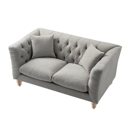 Ashby Chesterfield 2-Seater Sofa, Mist Grey Chenille