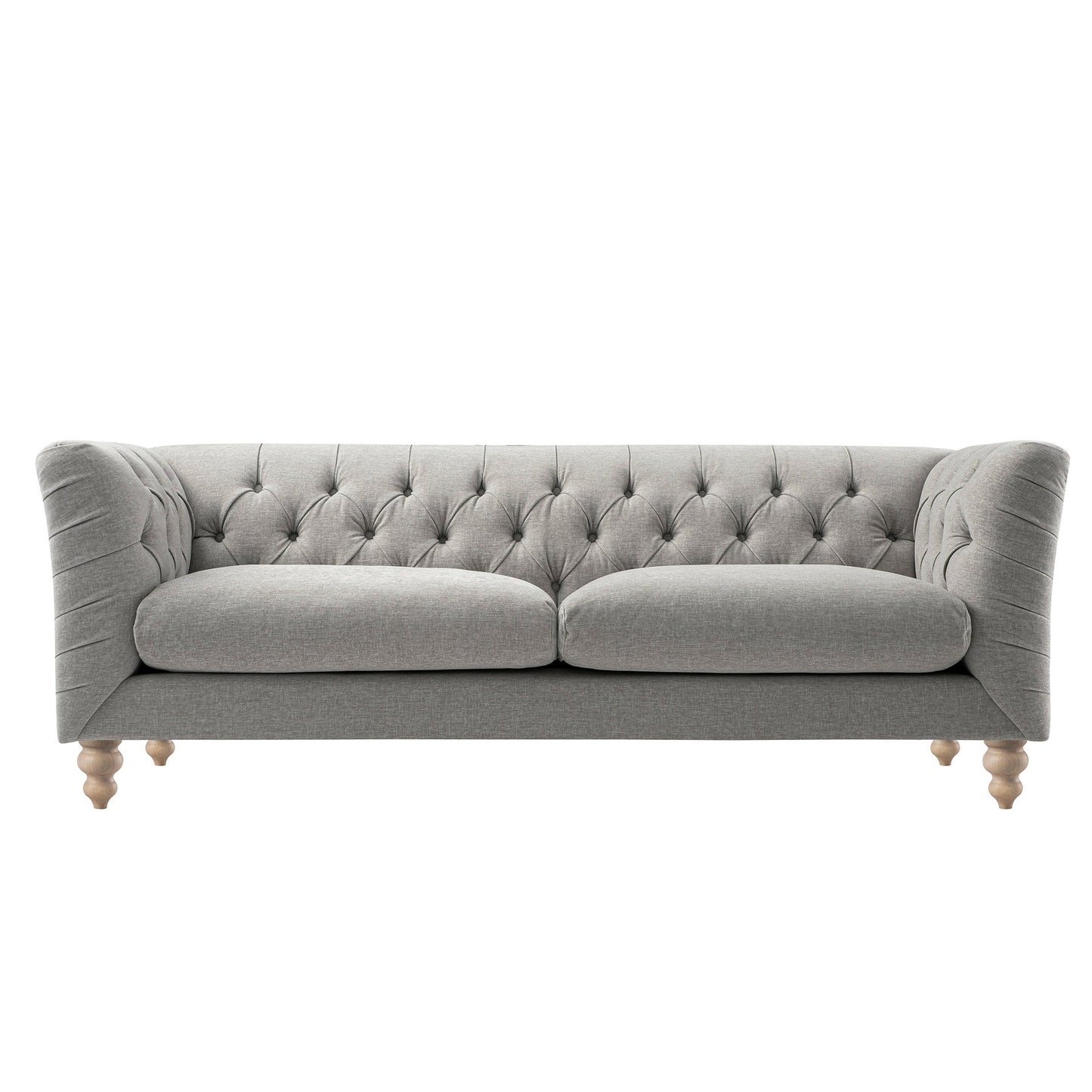 Ashby Chesterfield Large 3-Seater Sofa, Mist Grey Chenille