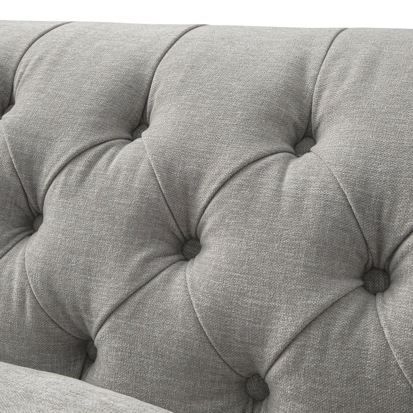 Ashby Chesterfield Large 3-Seater Sofa, Mist Grey Chenille