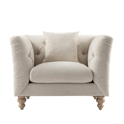 Ashby Chesterfield Armchair, Oatmeal Chenille