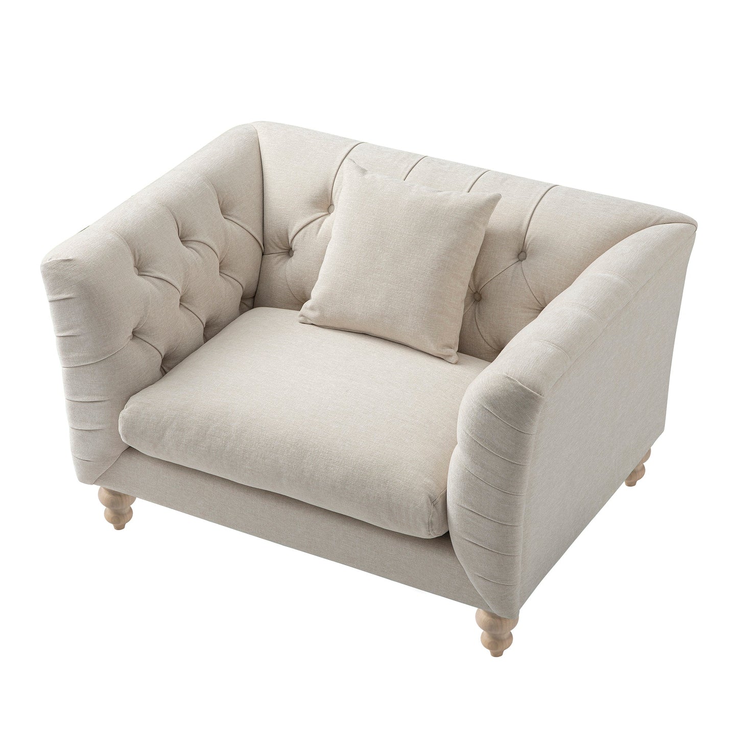 Ashby Chesterfield Armchair, Oatmeal Chenille