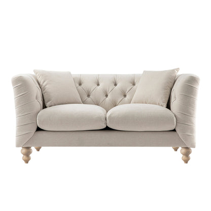 Ashby Chesterfield 2-Seater Sofa, Oatmeal Chenille