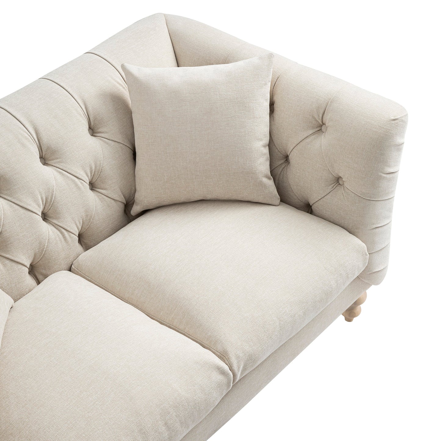 Ashby Chesterfield 2-Seater Sofa, Oatmeal Chenille