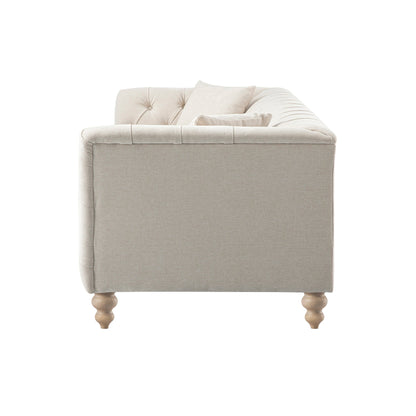 Ashby Chesterfield Large 3-Seater Sofa, Oatmeal Chenille