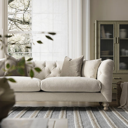 Ashby Chesterfield Large 3-Seater Sofa, Oatmeal Chenille