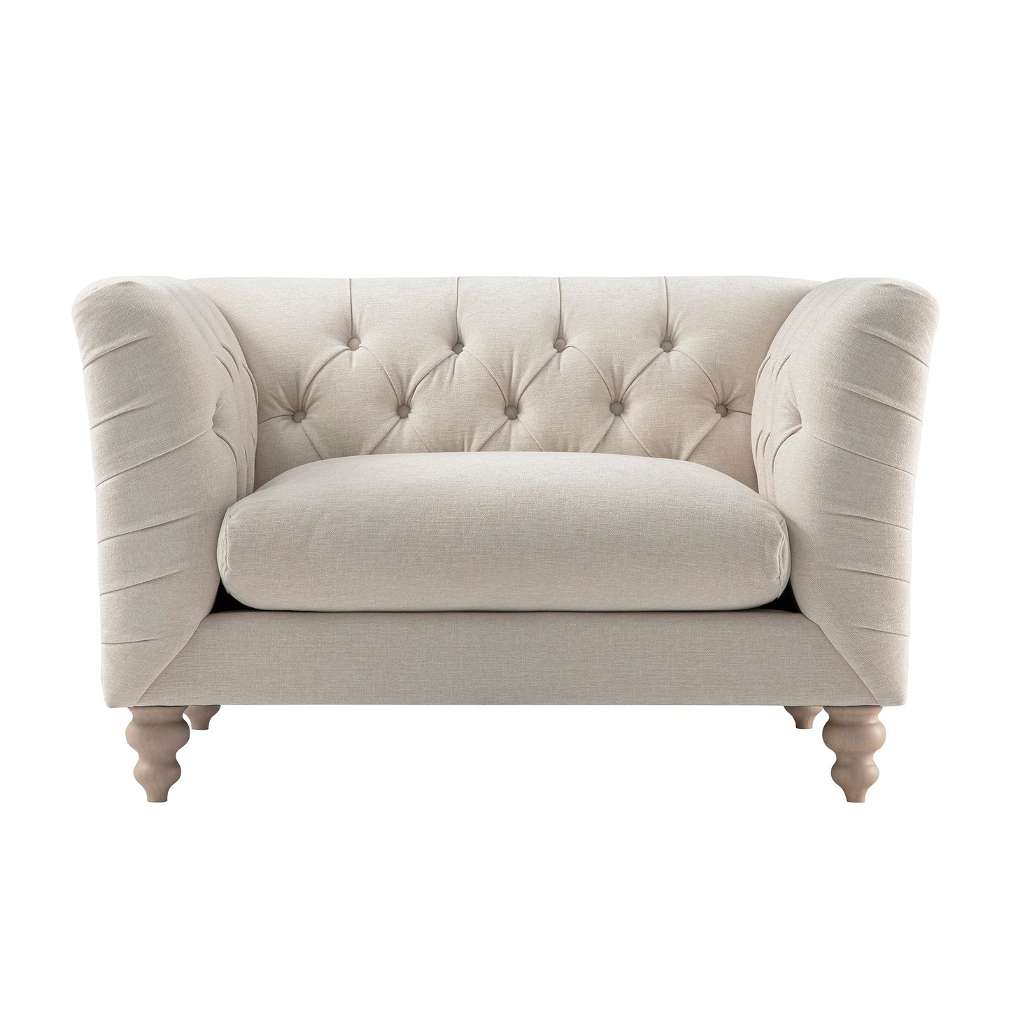Ashby Chesterfield Loveseat, Oatmeal Chenille