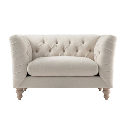 Ashby Chesterfield Loveseat, Oatmeal Chenille