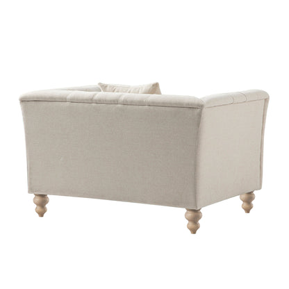 Ashby Chesterfield Loveseat, Oatmeal Chenille