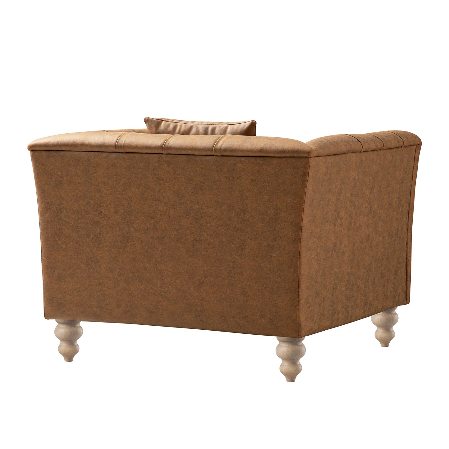 Ashby Chesterfield Armchair, Tan Faux Leather