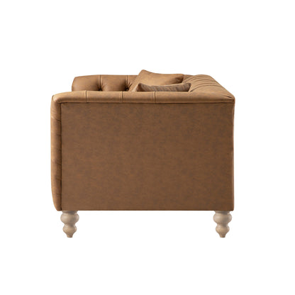 Ashby Chesterfield 2-Seater Sofa, Tan Faux Leather