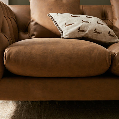 Ashby Chesterfield 2-Seater Sofa, Tan Faux Leather
