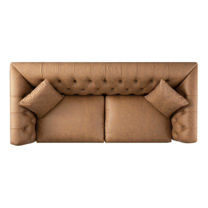 Ashby Chesterfield Large 3-Seater Sofa, Tan Faux Leather