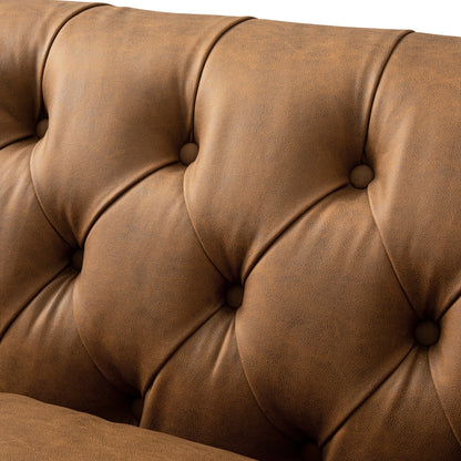 Ashby Chesterfield Large 3-Seater Sofa, Tan Faux Leather