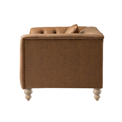 Ashby Chesterfield Loveseat, Tan Faux Leather