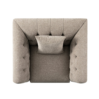 Ashby Chesterfield Armchair, Taupe Chenille
