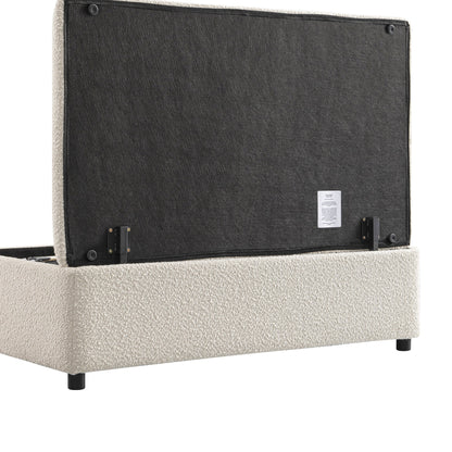 Magda Fold-Out Small Double Bed in an Ottoman, Beige Boucle