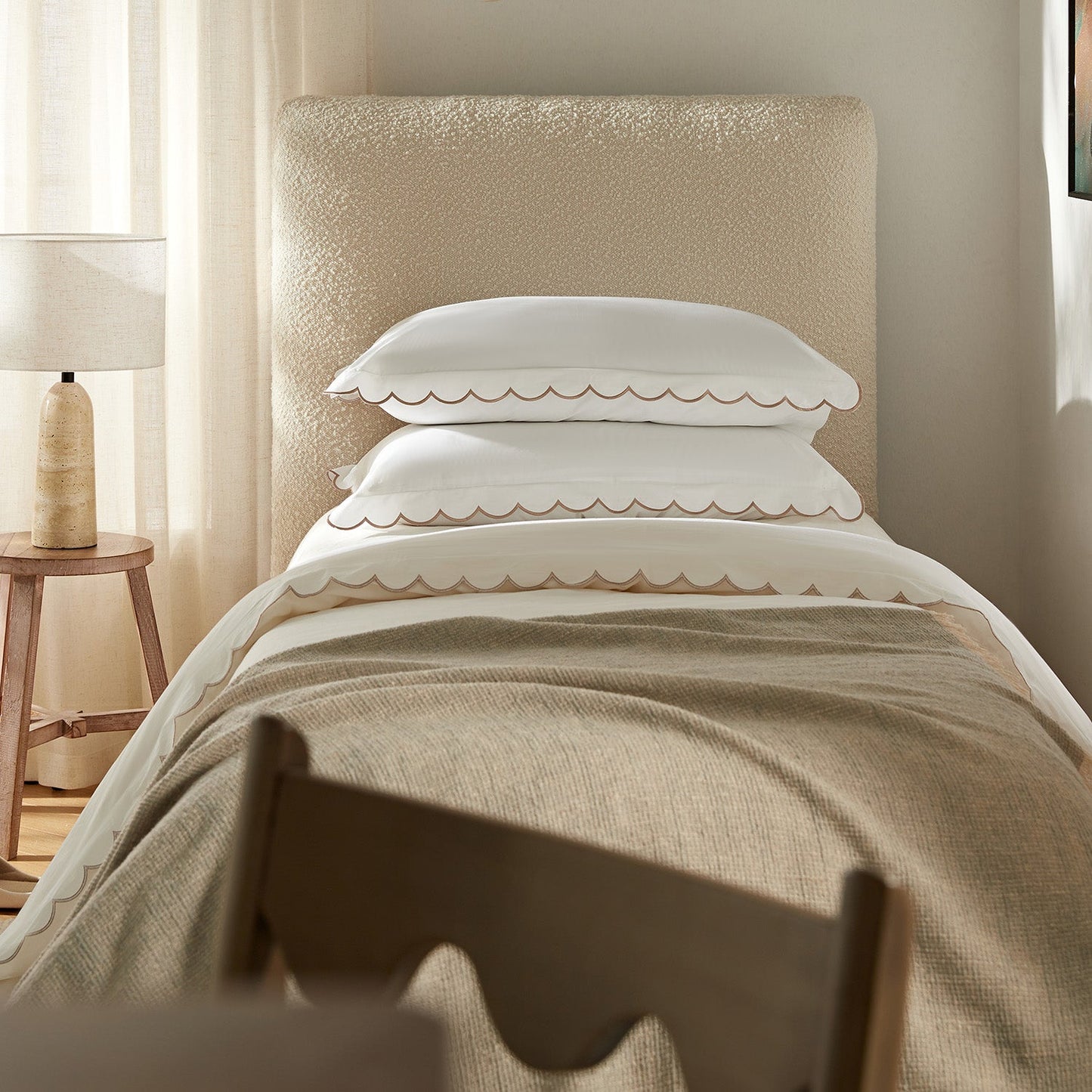 Magda Fold-Out Single Bed in an Ottoman, Beige Boucle