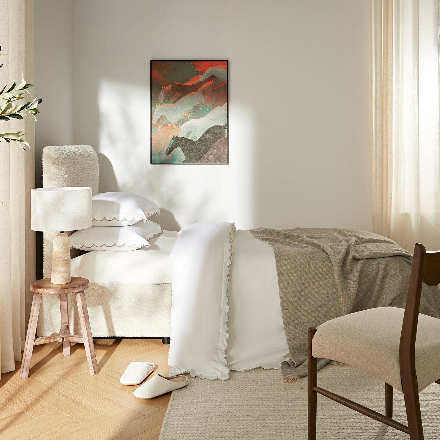 Magda Fold-Out Single Bed in an Ottoman, Beige Boucle