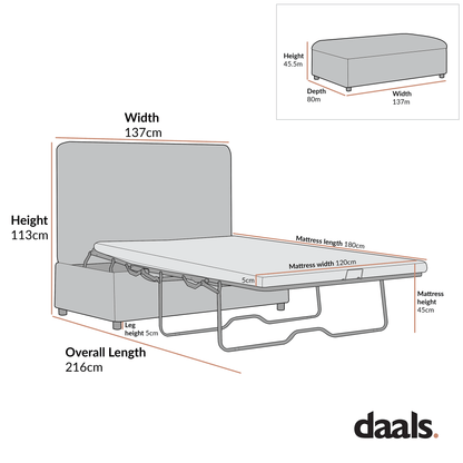 Magda Fold-Out Small Double Bed in an Ottoman, Mist Grey Boucle