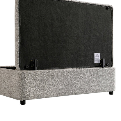 Magda Fold-Out Small Double Bed in an Ottoman, Mist Grey Boucle