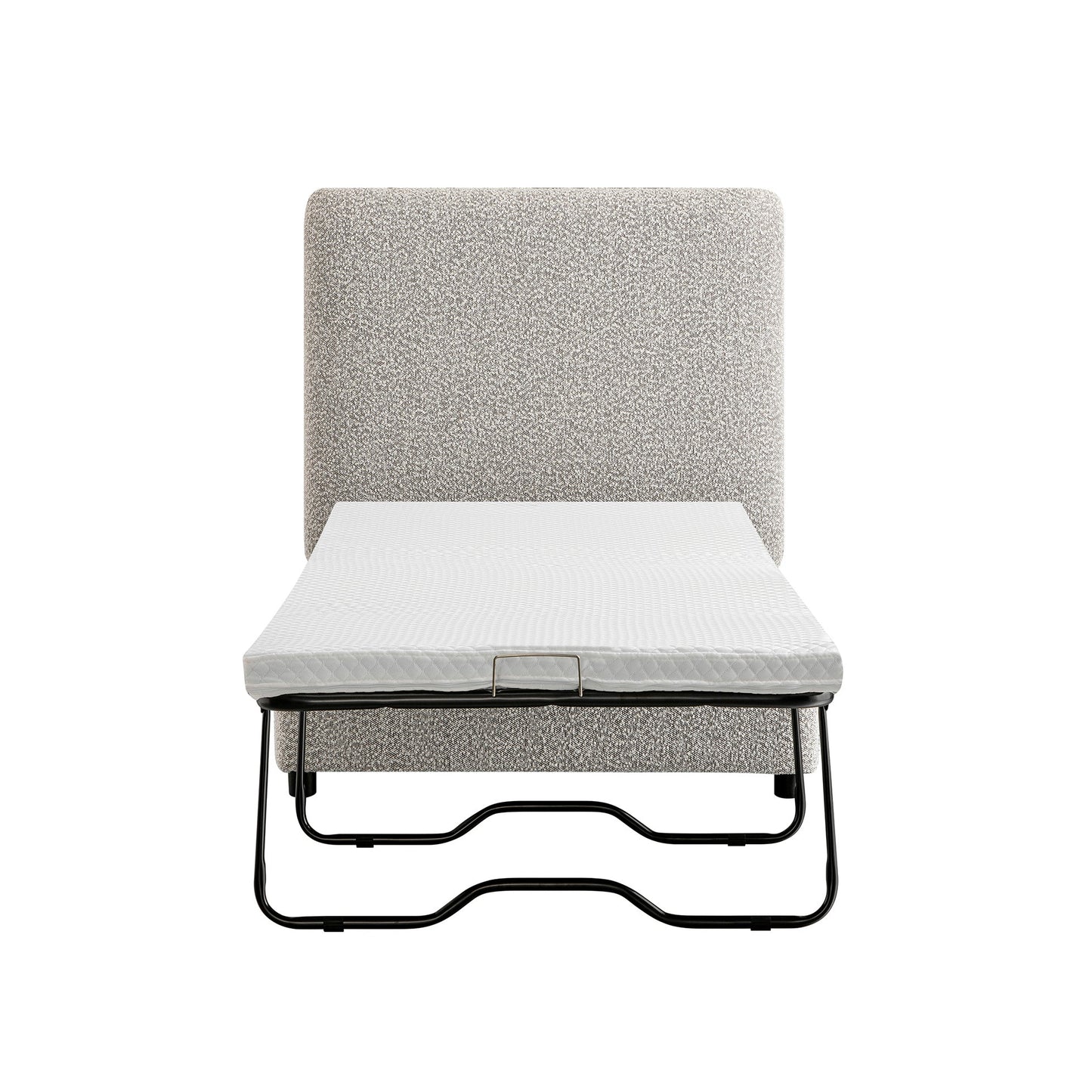 Magda Fold-Out Single Bed in an Ottoman, Mist Grey Boucle