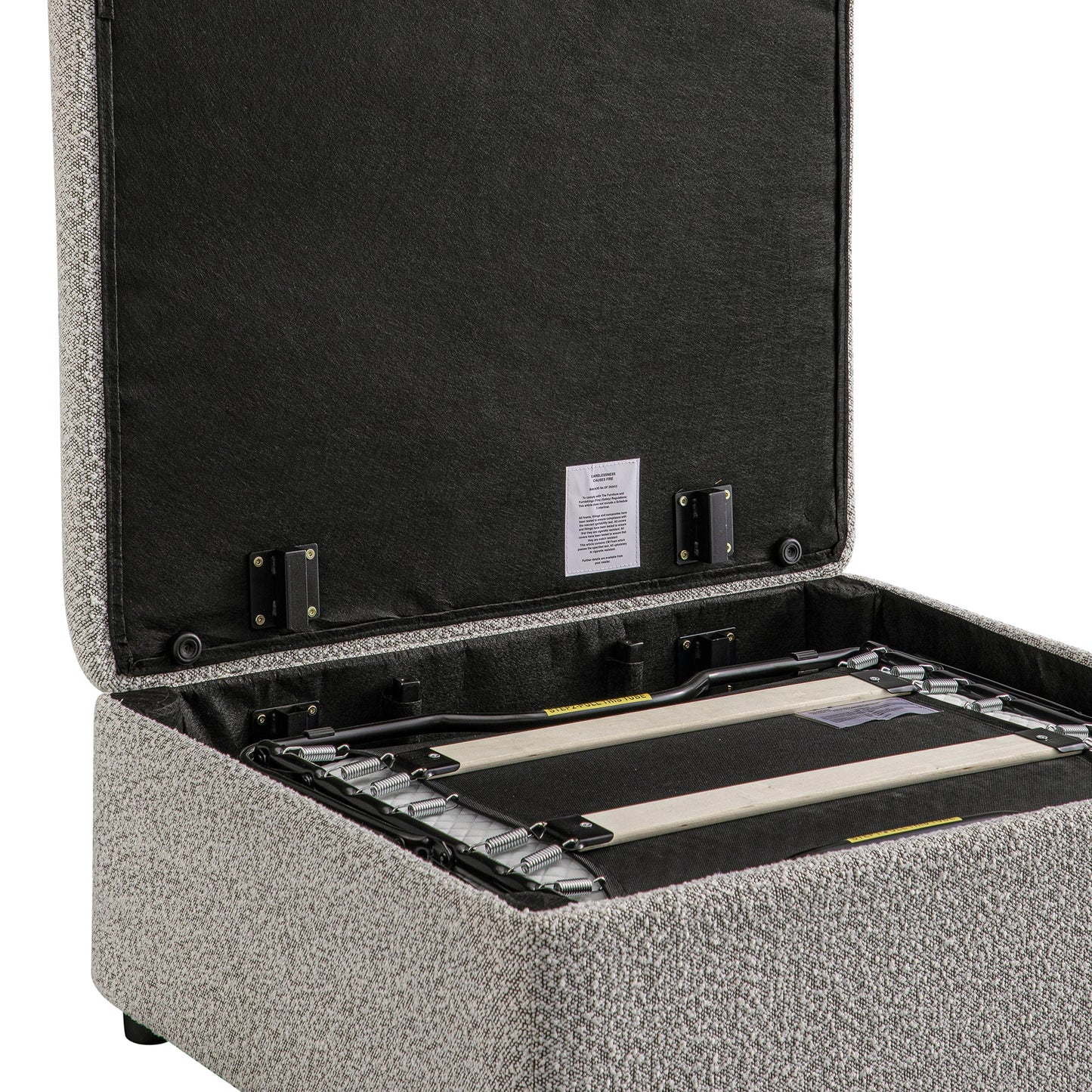 Magda Fold-Out Single Bed in an Ottoman, Mist Grey Boucle