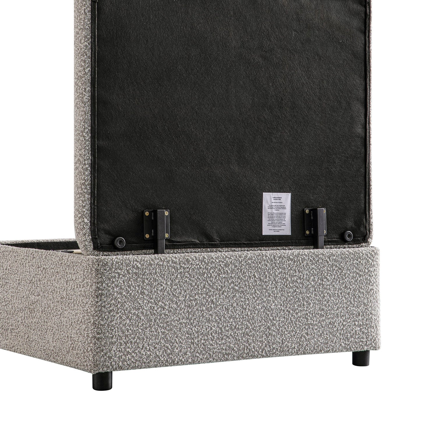 Magda Fold-Out Single Bed in an Ottoman, Mist Grey Boucle