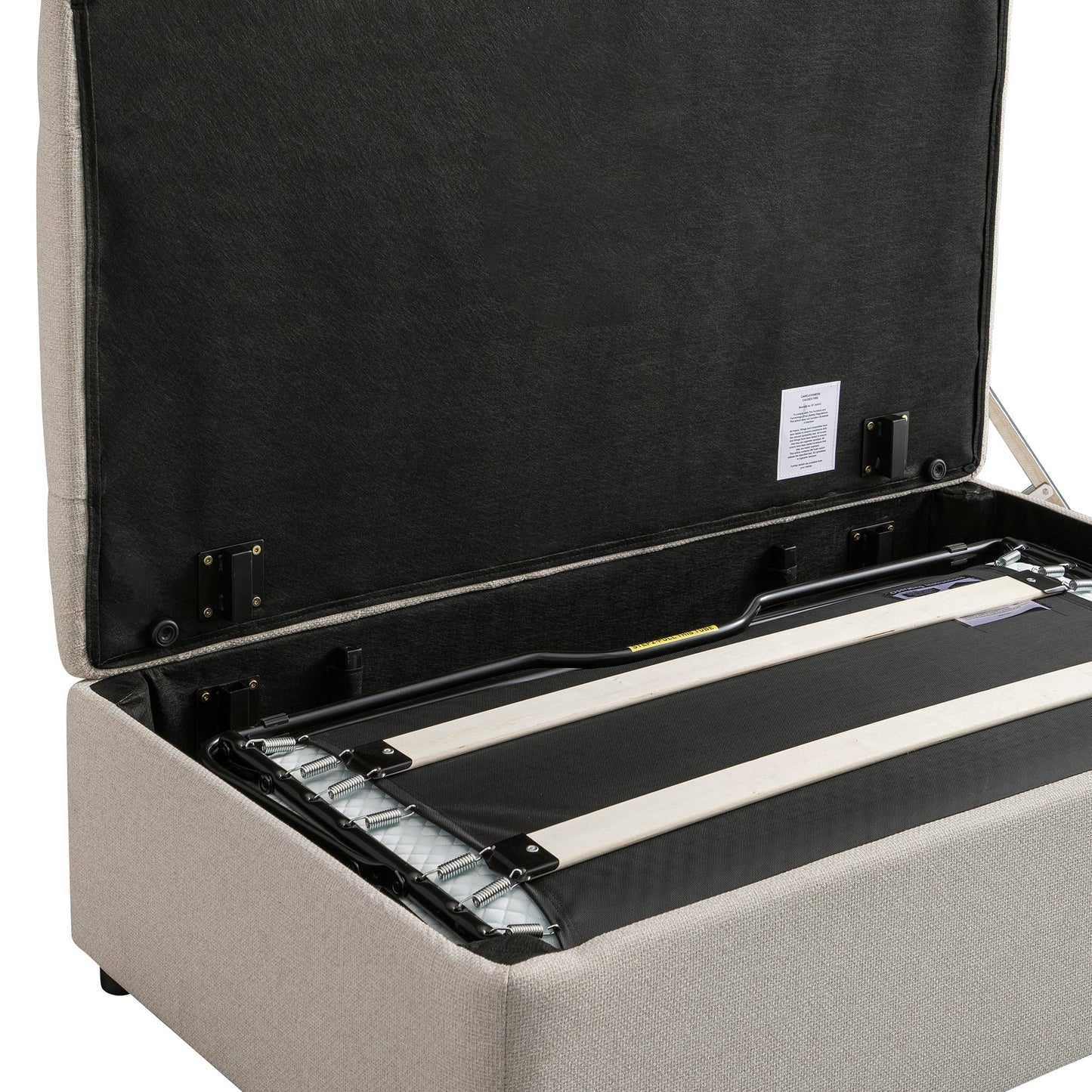 Portland Small Double Buttoned Fold-Out Bed in Ottoman, Beige Woven Fabric