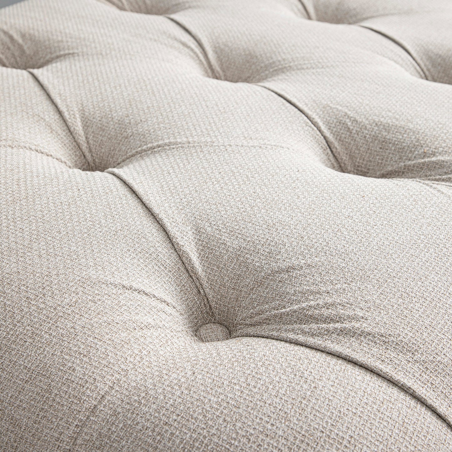 Portland Single Buttoned Fold-Out Bed in Ottoman, Beige Woven Fabric