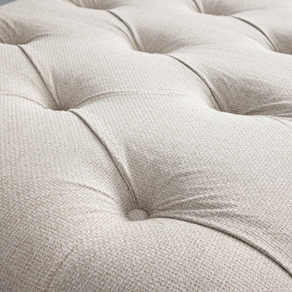 Portland Single Buttoned Fold-Out Bed in Ottoman, Beige Woven Fabric